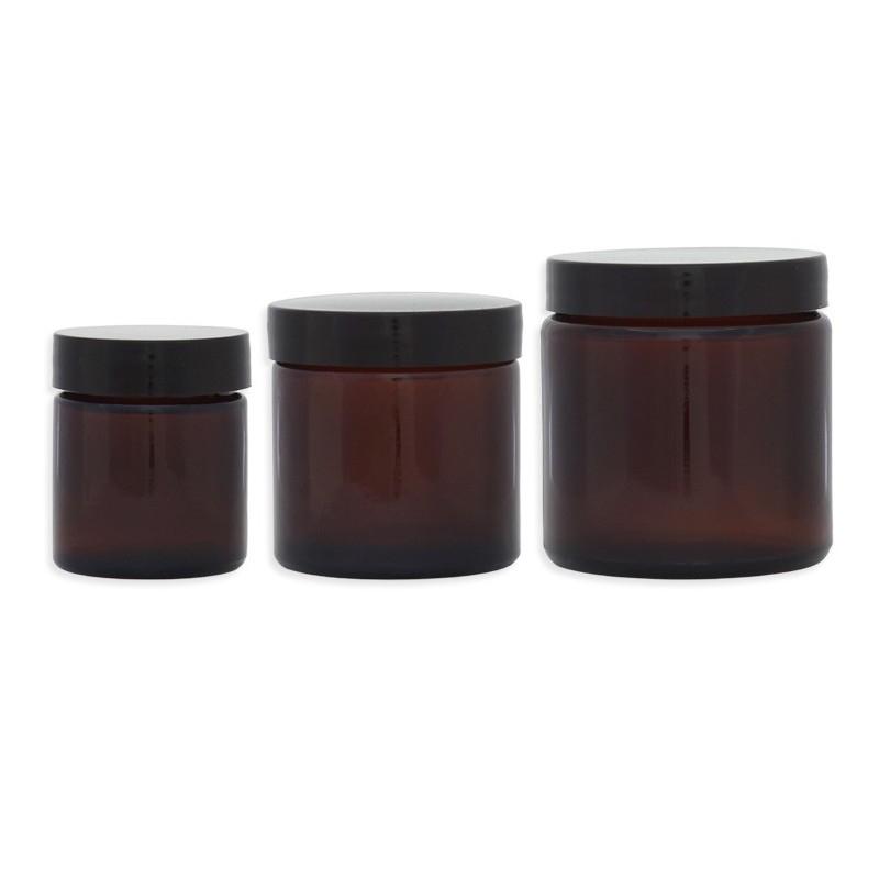 Lot Pommadiers en verre ambré - 30ML, 60ML et 120ML