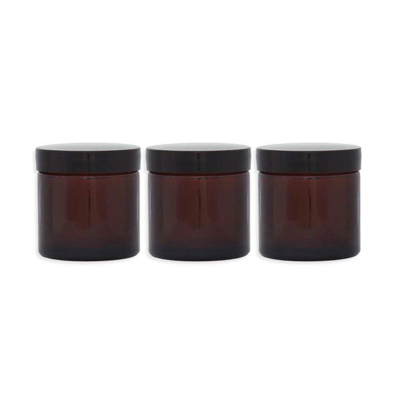 Lot 3 Pommadiers en verre ambré - 60ML