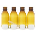 4 flacons de 125ml PET PP28 ambré avec bouchons