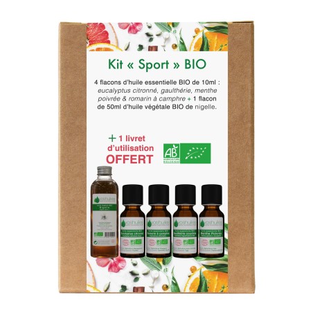Kit Massage Sport - 4 huiles essentielles et 1 huile végétale