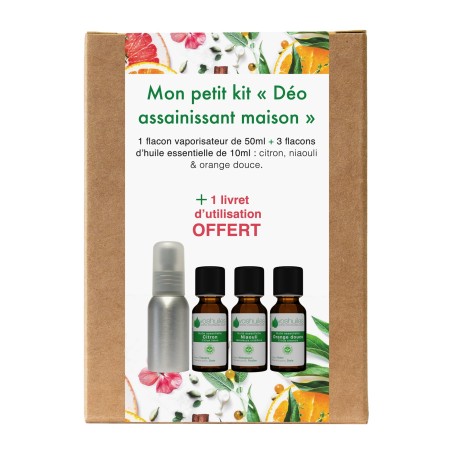 Mon petit Kit « Déo Assainissant Maison » 3 Huiles essentielles et 1 Vaporisateur de 50ML