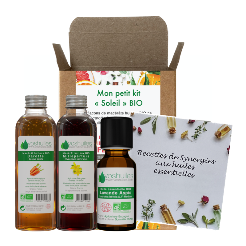 Mon petit Kit « Soleil » 2 Macérât Bio et 1 huile essentielle Bio