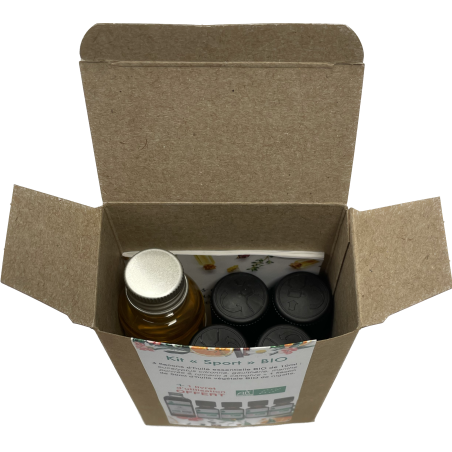 Kit Massage Sport - 4 huiles essentielles et 1 huile végétale