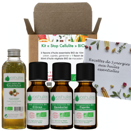 Kit Massage Stop Cellulite - 3 huiles essentielles et 1 huile végétale