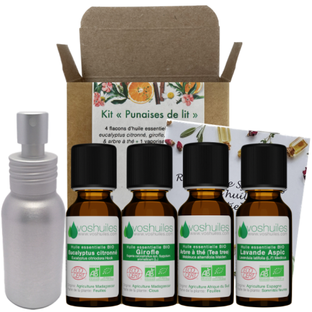 Kit "Punaises de lit" 4 Huiles essentielles et 1 Vaporisateur 50ML