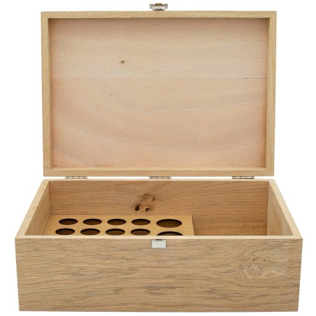 Boite en bois de rangement pour 20 flacons de 5 ou 10ml et 4 flacons de 50ml + Espace de rangement