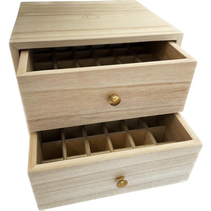 Boite en bois de rangement pour 72 flacons de 5 ou 10ml