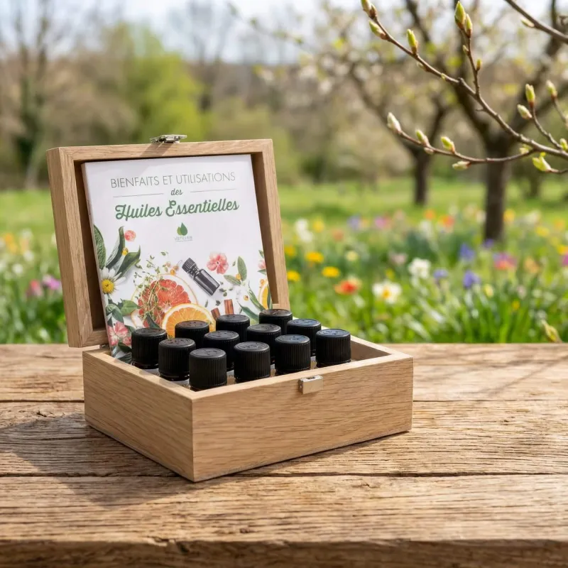 Coffret d'huiles essentielles bio, 12 flacons