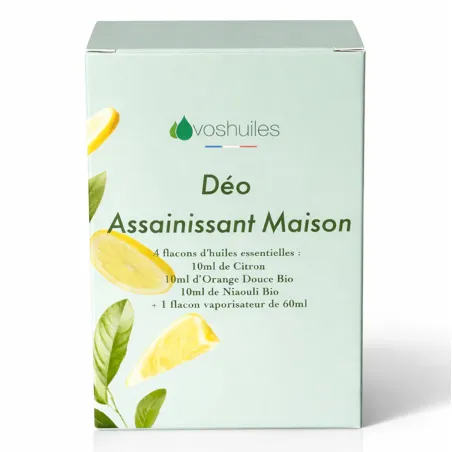 Kit Déo Assainissant Maison - 3 Huiles Essentielles et 1 Vaporisateur de 50ML