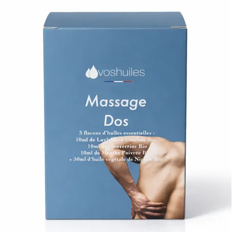 Kit Massage Dos - 3 Huiles Essentielles BIO et 1 Huile Végétale BIO