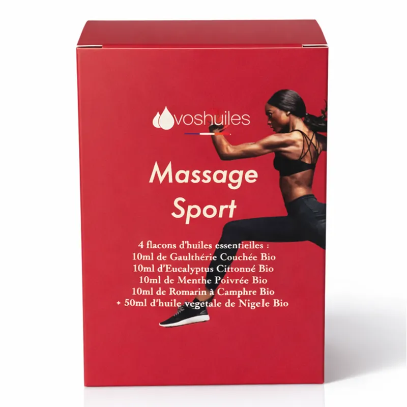 Kit Massage Sport - 4 Huiles Essentielles BIO et 1 Huile Végétale BIO