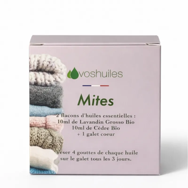 Kit Mites - 2 Huiles Essentielles BIO et 1 Galet