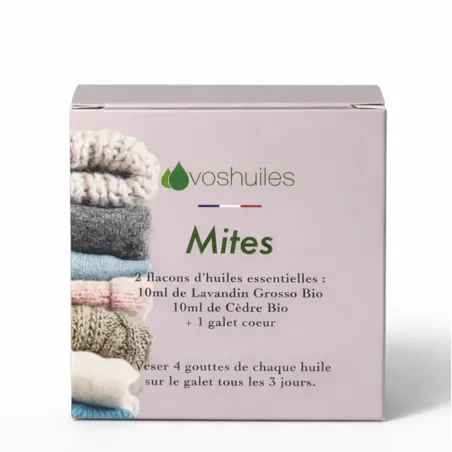 Kit Mites - 2 Huiles Essentielles BIO et 1 Galet