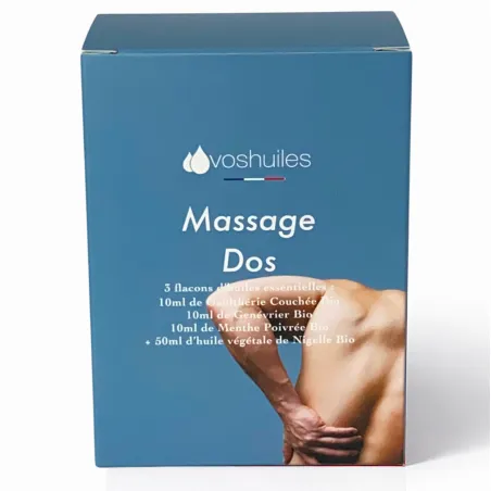 Kit Massage Dos - 3 Huiles Essentielles BIO et 1 Huile Végétale BIO