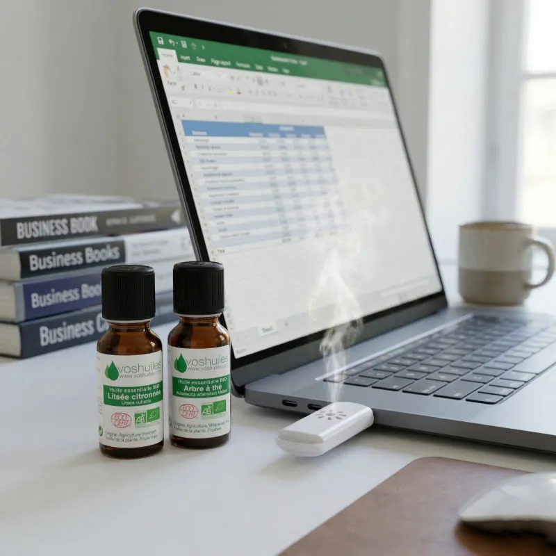 Kit Diffusion Bureau - 2 Huiles Essentielles et 1 Mini Diffuseur USB