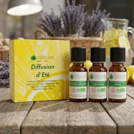 Kit Diffusion Eté - 3 Huiles Essentielles BIO