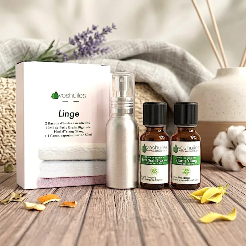 Kit Linge - 2 Huiles Essentielles et 1 Vaporisateur de 50ML