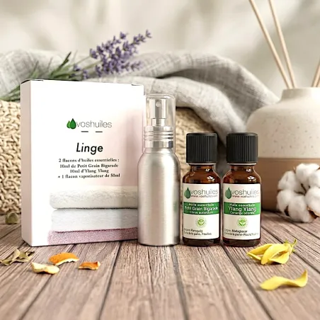Kit Linge - 2 Huiles Essentielles et 1 Vaporisateur de 50ML