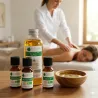 Kit Massage Dos - 3 Huiles Essentielles BIO et 1 Huile Végétale BIO