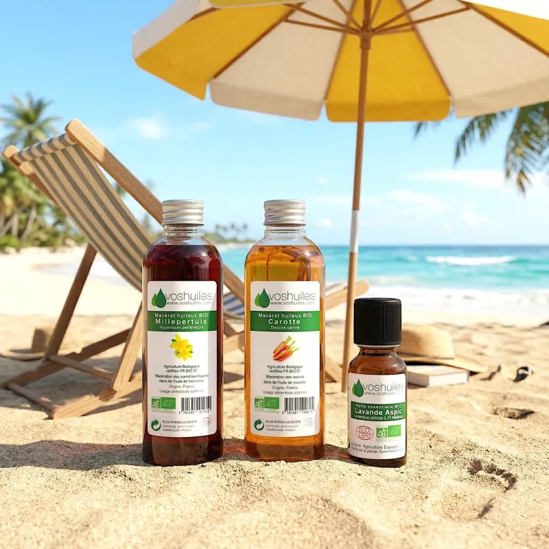 Kit Soleil - 2 Macérâts BIO et 1 Huile Essentielle BIO