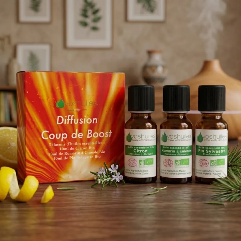 Kit Diffusion Coup de Boost - 3 Huiles Essentielles BIO