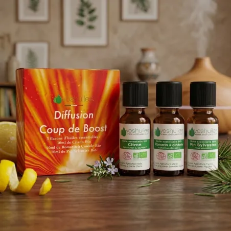 Kit Diffusion Coup de Boost - 3 Huiles Essentielles BIO