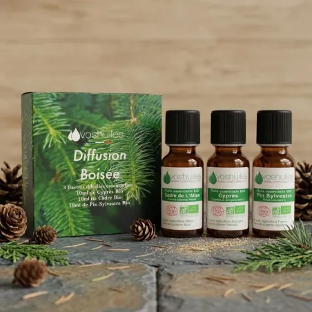 Kit Diffusion Boisée - 3 Huiles Essentielles BIO