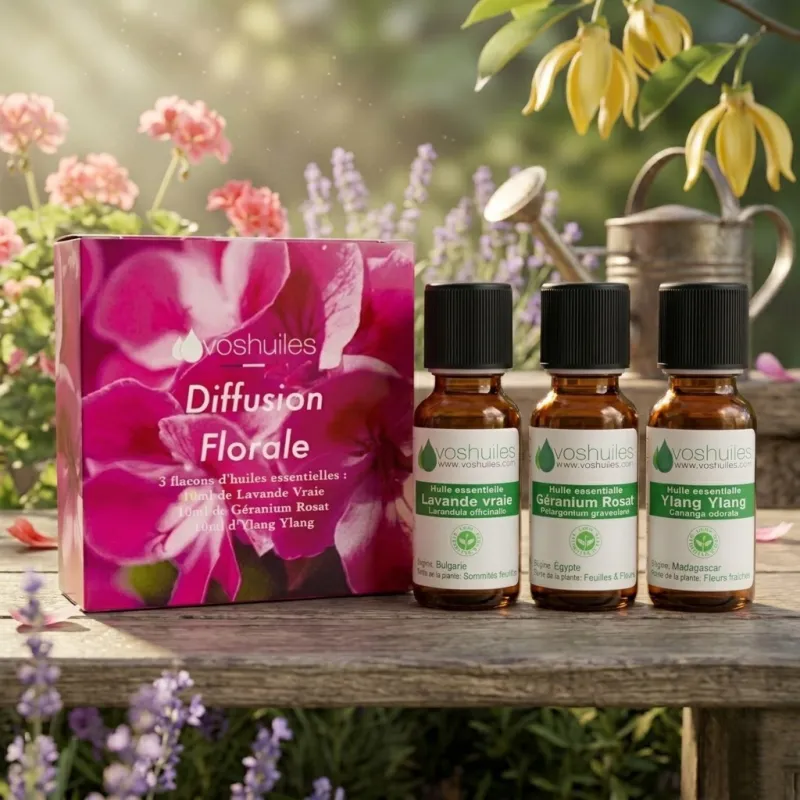 Kit Diffusion Florale - 3 Huiles Essentielles