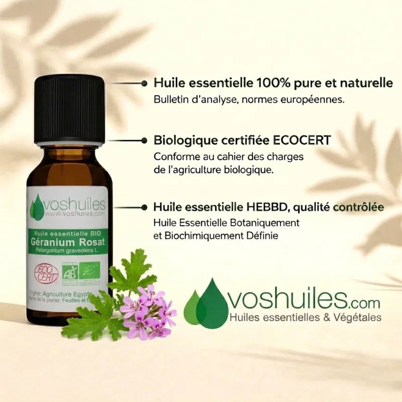 Huile Essentielle BIO de Géranium Rosat