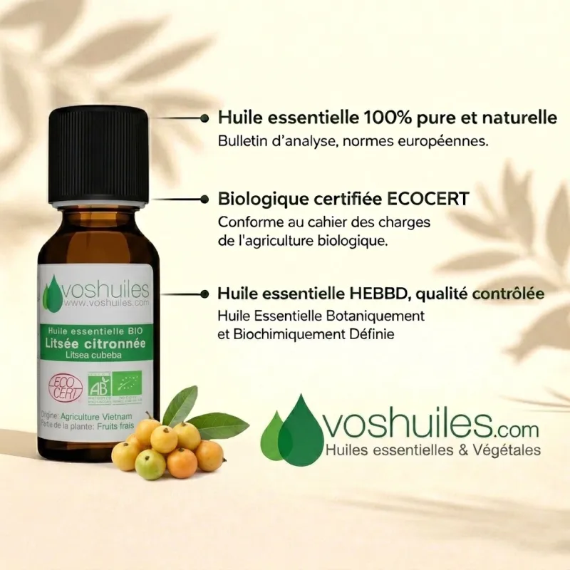 Huile Essentielle BIO de Litsée citronnée