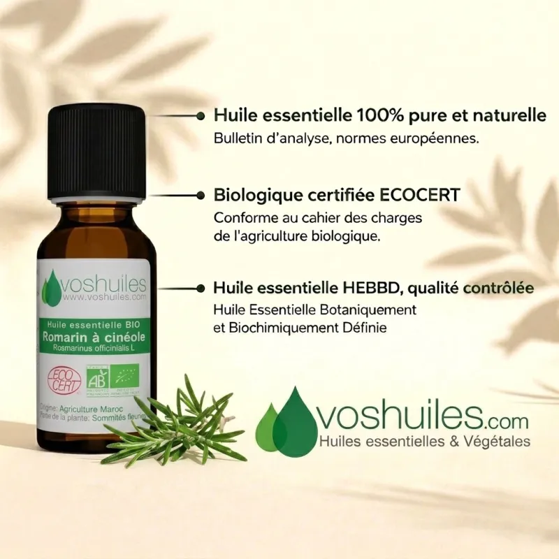 Huile Essentielle BIO de Romarin à Cinéole