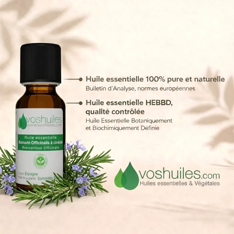 Huile Essentielle de Romarin Officinalis à cinéole