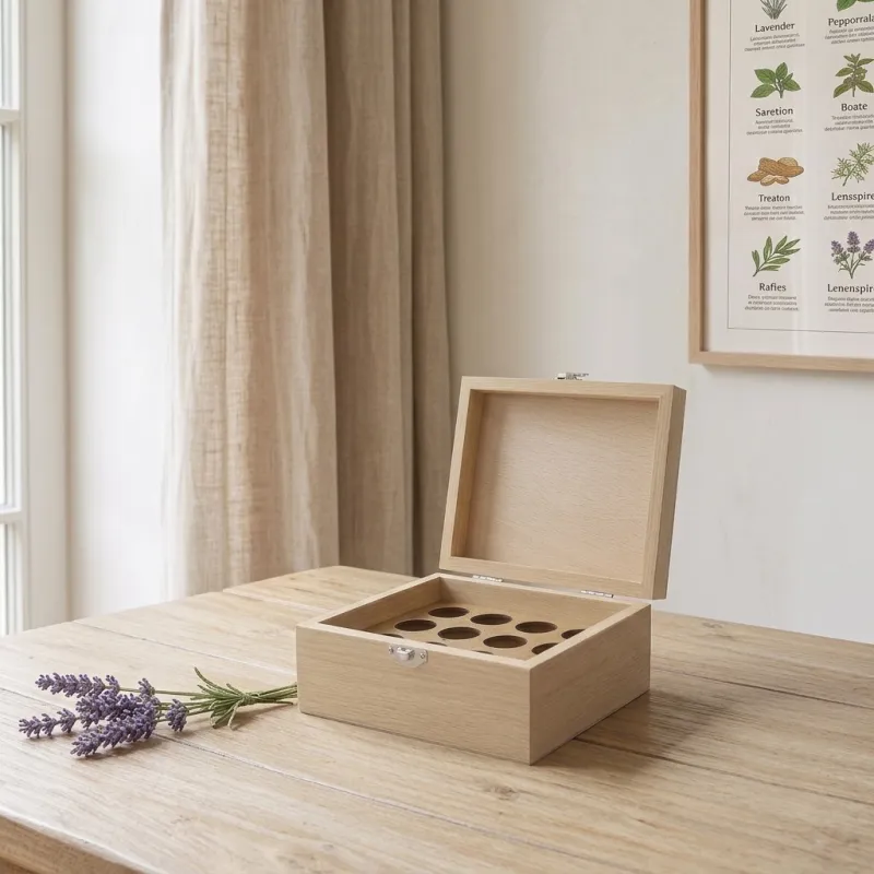 Boite en bois de rangement pour 12 flacons de 5 ou 10ml