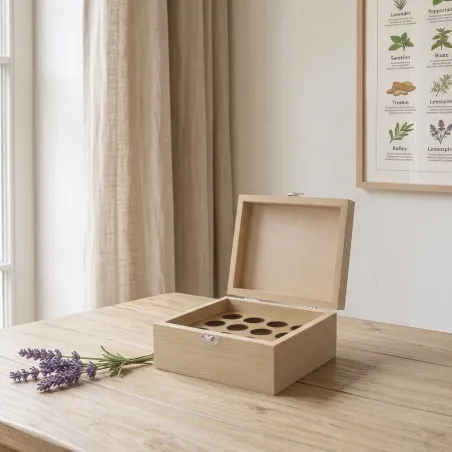 Boite en bois de rangement pour 12 flacons de 5 ou 10ml