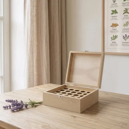 Boite en bois de rangement pour 20 flacons de 5 ou 10ml
