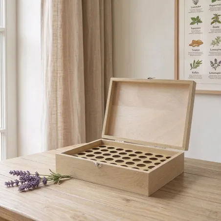 Boite en bois de rangement pour 40 flacons de 5 ou 10ml