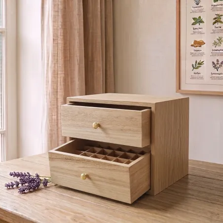 Boite en bois de rangement pour 72 flacons de 5 ou 10ml