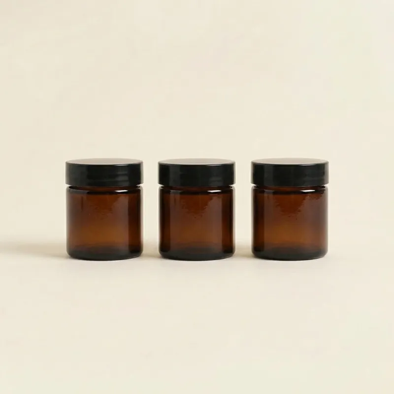 Lot 3 Pommadiers en verre ambré - 30ML