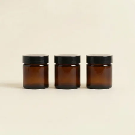 Lot 3 Pommadiers en verre ambré - 30ML