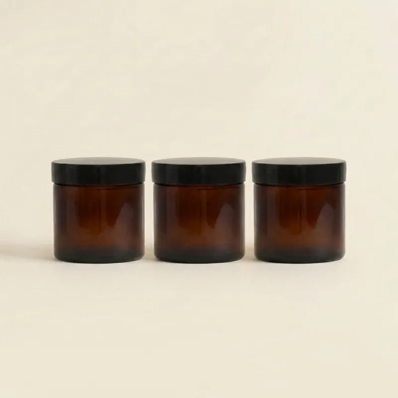 Lot 3 Pommadiers en verre ambré - 50ML