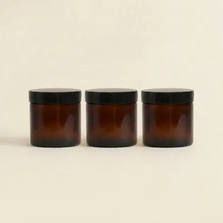 Lot 3 Pommadiers en verre ambré - 50ML