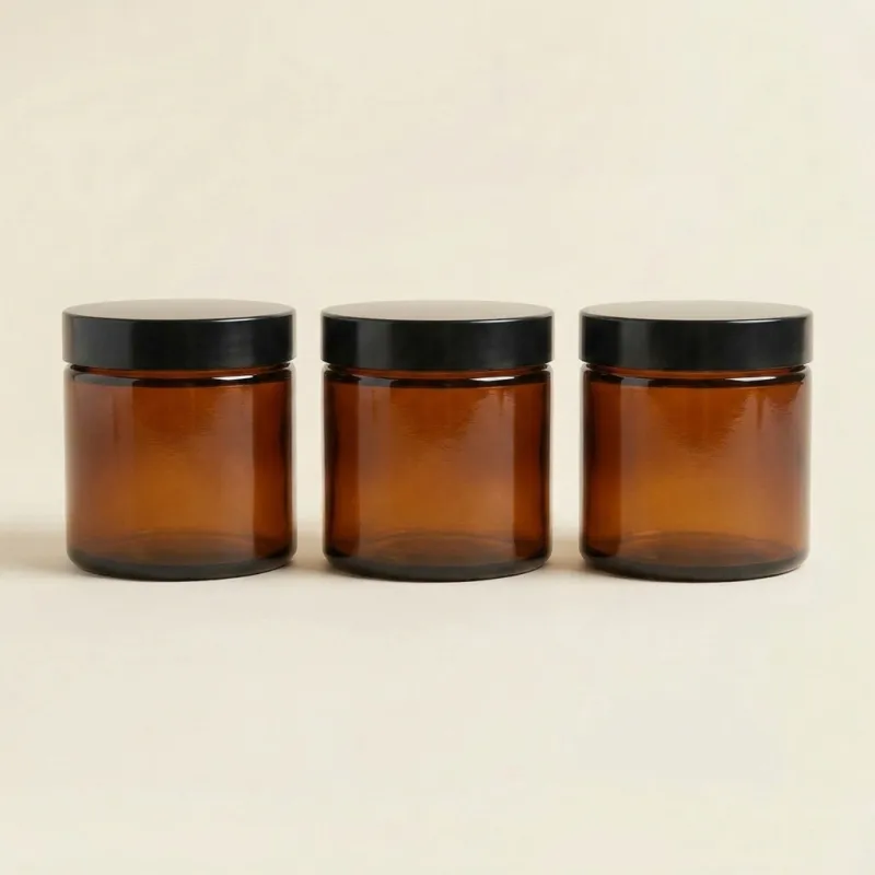 Lot 3 Pommadiers en verre ambré - 120ML