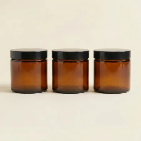 Lot 3 Pommadiers en verre ambré - 120ML