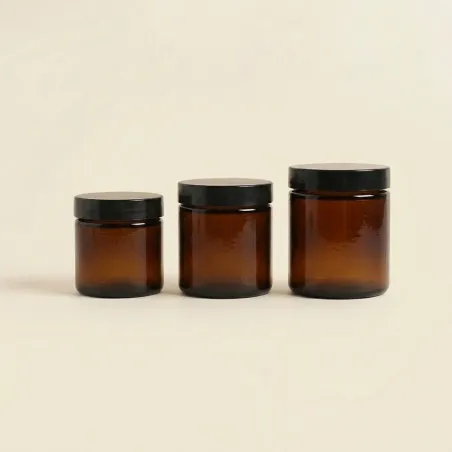 Lot Pommadiers en verre ambré - 30ML, 50ML et 120ML
