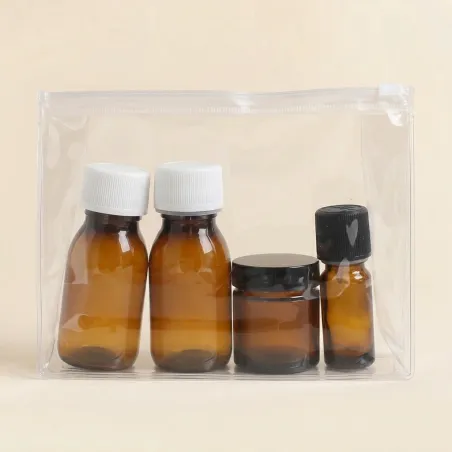 Trousse de flacons vides ambrés