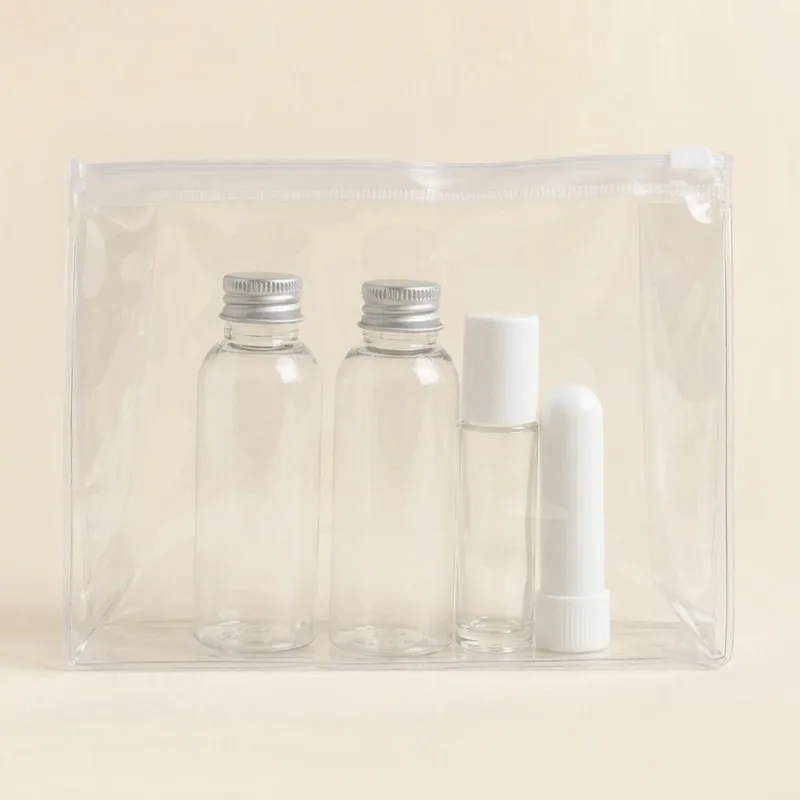 Trousse de flacons vides transparents