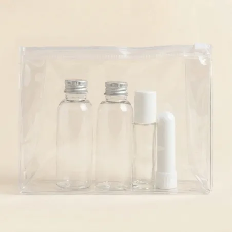 Trousse de flacons vides transparents