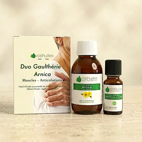 Kit Duo - Huile Essentielle de Gaulthérie couchée 10ml et Huile Végétale de Fleurs d'Arnica 100ml