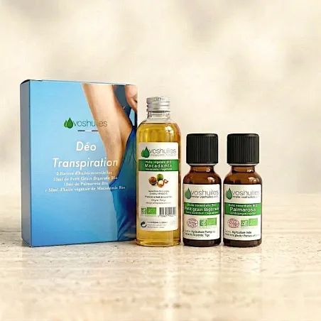Kit Déo Transpiration - 2 Huiles Essentielles BIO et 1 Huile Végétale BIO