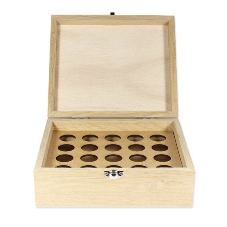 Boite en bois de rangement pour 20 flacons de 5 ou 10ml